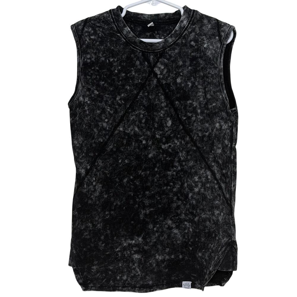 Posh Kiddos Black Gray Acid Wash Biker Tank Top Shirt Size 6